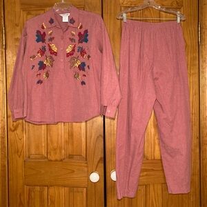 EUC Vintage Blair Blouse and Pull On Pants Set Size 14P